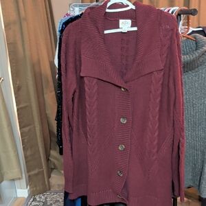 St. John's Bay Maroon Cable Knit Cardigan XXL